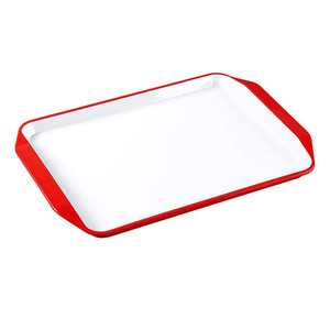 Bandejas Rectangulares de Melamina con Asas Dobles para Uso en Cafeterías y Hoteles, Borde Rojo Anaranjado, 30x20cm - Product Image 3