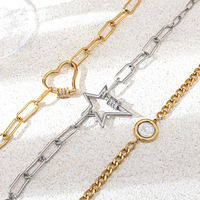 Bracelet Gaovo en acier inoxydable plaqué or 18 carats avec mousqueton cœur et étoile, chaîne épingle de sûreté, breloque pièce de monnaie en zircon pour femme
