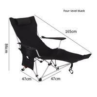 Chaise de camping pliante et inclinable portable avec repose-pieds et appui-tête – Chaise longue confortable pour l'extérieur et les voyages en tissu Oxford