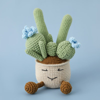 Plante succulente à double tête en laine crochetée, grande plante en pot, cactus multi-têtes, écologique, d'intérieur