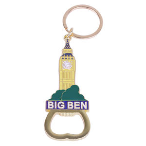 Fait sur mesure Vintage Cartoon Big Ben Bâtiment Émail Touristique Souvenir Bière Décapsuleur Porte-clés Métal - Product Image 1