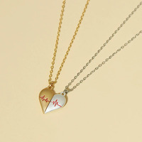 Collier Pendentif Couple de Bonne Qualité, Simple et Élégant, Électrocardiogramme, Cœur Magnétique, Collier Pendentif à Assemblage, Cadeau de Saint-Valentin