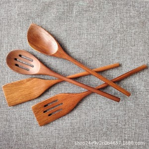 Solid Wood <b>Kitchen</b> Utensil Set 4Pcs Acacia Wood Spatula Spoon Non Scratch Cookware Tools Easy To Clean - Product Image 3