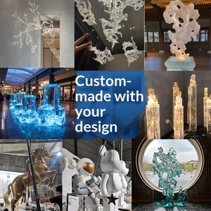 Transparent Resin Fiberglass Sculpture Custom Large Outdoor Abstract Semi-Handmade Art Decoration for Office & Shopping Mall - Product Image 1