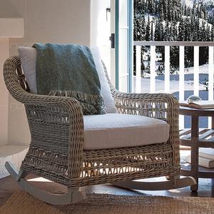 Fauteuil à bascule en rotin pour extérieur, chaise de jardin avec structure en alliage d'aluminium, durable, style asiatique, chaise de loisirs pour cour - Product Image 1