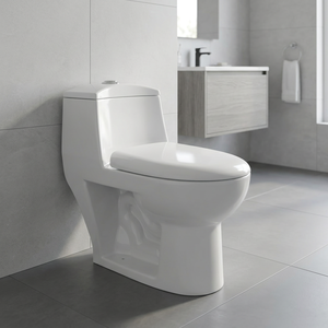 WC monobloc en céramique Crenza, désodorisant, à siphon, à poser au sol, pour salle de bain extérieure - Product Image 1