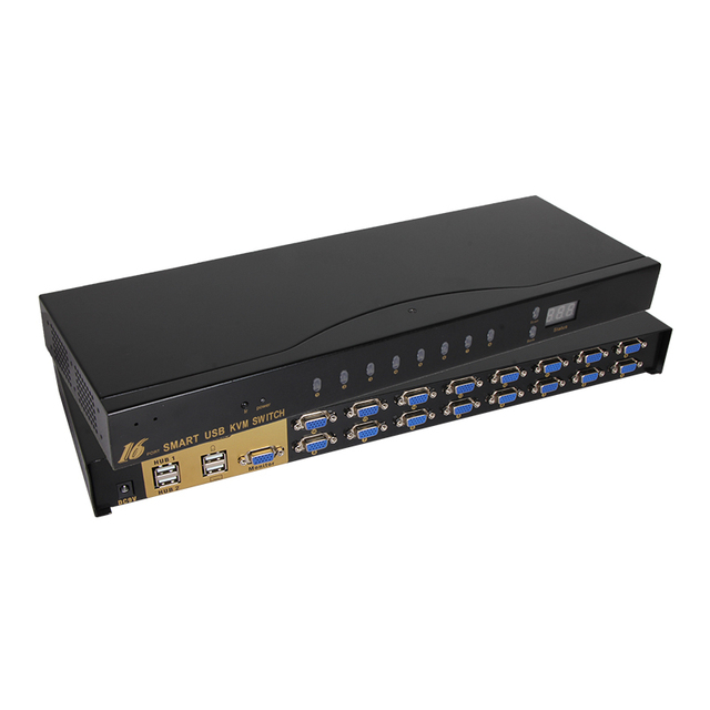 VCOM Rack Mounted 16 to 1 VGA KVM Switch 1080P 4 Ports USB Hub Professional Engineering Monitor Switcher