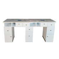 Table de manucure de luxe pour technicien(ne) ongulaire, double table de salon de manucure avec collecteur de poussière