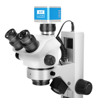 Microscopio Trinocular Estéreo con Zoom y Puerto para Cámara HDMI 3.5X-100X para Documentación Digital y Demostración Educativa