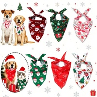 Bandana de Noël pour chien, lavable, foulard triangulaire pour animaux de compagnie, motif carreaux flocon de neige et Père Noël, bandana anti-salive pour chiens de petite, moyenne et grande taille