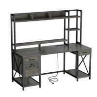 AJUNION Bureau de jeu moderne de 59 "avec éclairage LED Support de moniteur ergonomique Tables d'ordinateur de stockage spacieuses pour le bureau à domicile