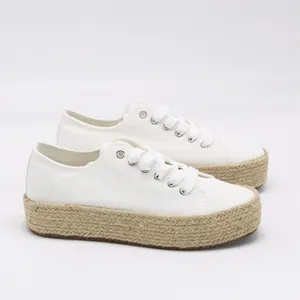 Wholesale Fashion Canvas Trendy Shoes Vulcanized Shoes Anti Slip Shoes Women's Hemp Rope Sole Vulcanized Plain Canvas Shoes