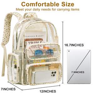 Sac à dos transparent en PVC épais de 17 pouces, sac à dos de jour transparent, imperméable, pour le travail, le contrôle de sécurité, les événements, sac de transport transparent - Product Image 2