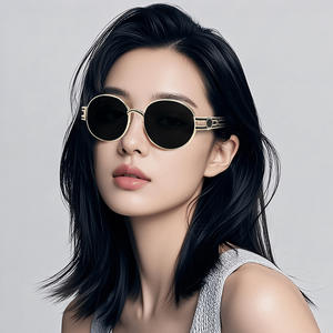 แว่นกันแดดทรงรีสไตล์เรโทรผู้หญิงกรอบโลหะป้องกันรังสียูวี 400 ประเภท 3 ที่บังแดดเลนส์ไล่ระดับสีชมพูสไตล์แฟชั่น - Product Image 5