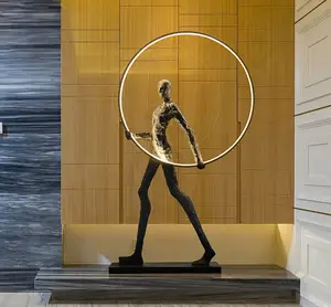 SENKAI modern Human Figurines art sculpture Aluminum standing Designer floor lamp for hotel lobby exhibition hall floor lamp