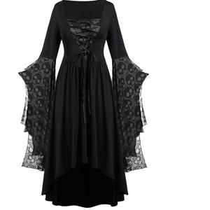 Vestido Gótico Vintage de Halloween para Mujer, Disfraz de Novia Fantasma Medieval, Vestido de Vampiresa con Estampado de Calabaza, Traje de Cosplay - Product Image 2