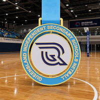 Médaille de netball 3D personnalisée rotative avec rubans, forme ronde, design de médaille sportive, médaille en alliage de zinc personnalisée et rotative