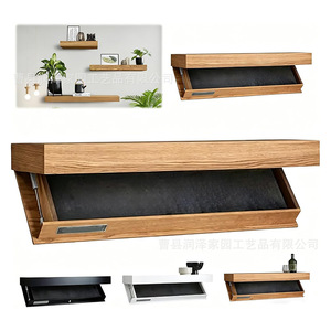 Estante de almacenamiento de madera con tapa abatible, montado en la pared, estante oculto de gran capacidad para sala de estar y dormitorio - Product Image 1