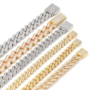 12Mm Hiphop 18K Vergulde Sieraden Groothandel Roestvrij Staal Cubaanse Schakel Ketting Gouden Ketting Armband Voor Mannen