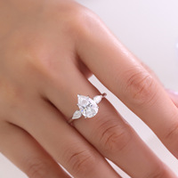Bague de fiançailles 3 pierres en forme de poire 3CT, or massif 10K/14K/18K, diamant de laboratoire CVD/HPHT certifié IGI, sur mesure
