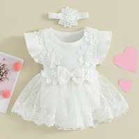 Vêtements pour enfants, nouvelle collection été-printemps, combinaison en coton fleuri pour bébé fille, dentelle, manches à volants, boutons cachés, vêtements pour nouveau-nés