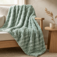 Tissu jacquard tricoté double couleur à motif losanges 100 % polyester de haute qualité, super doux et extensible pour vêtements et couvertures