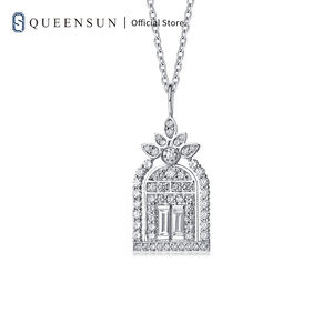 Collier de diamants de laboratoire en or 18 carats personnalisé Queensun Chaîne de clavicule en diamant avec diamants cultivés en laboratoire 'Happy House' - Product Image 6