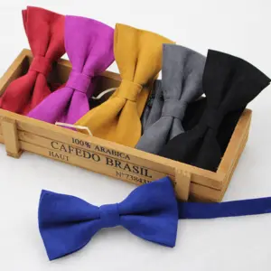 New Fashion Solid Micro Suede Bowties Groom Leather Mens Plaid Soft Cravat For Men Butterfly Gravata Male Wedding Bow Ties