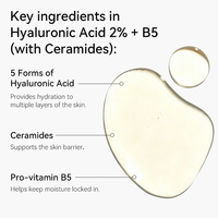 Sérum hydratant multi-niveaux à l'acide hyaluronique biologique 2% B5, marque privée, OEM, pour une peau plus lisse et plus pleine, usage domestique