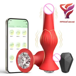 Titreşimli popo fiş gül seks oyuncakları Anal Plug vibratör yetişkin oyuncaklar ile elmas takı kadın kadın çiftler erkekler erkek Anal oyuncaklar