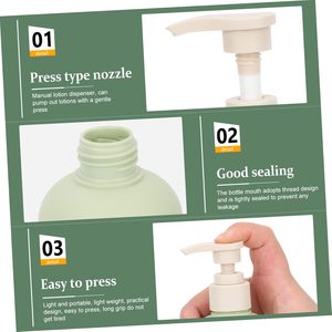 Bouteille cosmétique cylindrique en plastique vert HDPE, pompe à eau, shampooing, lotion, vaporisateur, gel douche, 200/260/300/400/500ML - Product Image 5