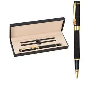 Promotional pen case gift cufflink gift box promotional custom logo metal pen with double refill gel pen replace