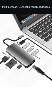 Gray Type c Hub 8 in 1 Aluminum Shell <strong>Usb</strong> C Hub Adapter <strong>to</strong> <strong>Ethernet</strong> with HDMI 4K,TF/SD Card Reader <strong>USB</strong> 3.0 PD for MacBook - Product Image 3