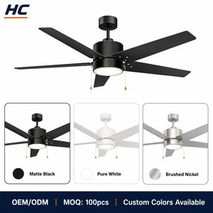 Ventilador de techo LED HC de 52 pulgadas con motor DC, 5 aspas, diseño moderno para sala de estar, montaje empotrado, 5 aspas, color negro - Product Image 2