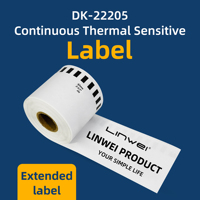 Étiquette thermique de longueur continue noire sur blanche Compatible Brother DK-22205