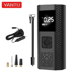 YANTU AM34-2 wired 12v car tire inflators with SOS emergency light and powerbank portable electric high pressure digital pump