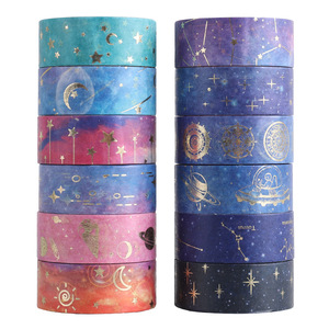Starry <span class=keywords><strong>Sky</strong></span> Series Hot Stamping Washi Băng Giấy Washi Băng Đặt Tay Tài Khoản Dán DIY Trang Trí Dán 12 Cuộn - Product Image 5