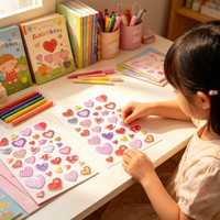 Adesivi Decorativi Piccoli 3D a Forma di Cuore con Glitter, Stile Carino, Modello Hi, Origine all'Ingrosso