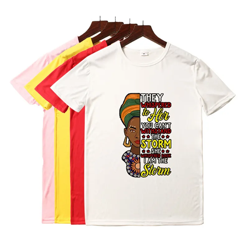 Personnalisable Black Girl Female T-Shirt Melanin Polyester Tshirts Women Graphic Tee Shirts With Logo Customize