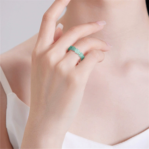Natural genuine jade blue water three-dimensional peach blossom <b>ring</b> ice-grade jade for <b>couples</b> for both men and women style - Product Image 4