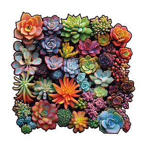 Petites surprises cachées, puzzle succulent en bois de 3 mm, puzzle plat pour adultes, jouet de décompression - Product Image 2