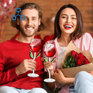 Copas de <span class=keywords><strong>vino</strong></span> rosadas de cristal de 6oz con copa de <span class=keywords><strong>vino</strong></span> tinto de tallo largo para cóctel, fiesta de jugo o bar de bodas - Product Image 5