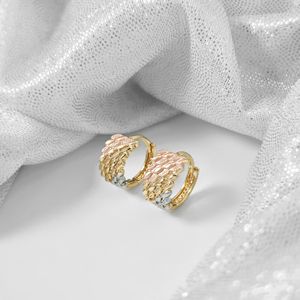 Boucles d'oreilles créoles IPMIN en cuivre, design plume superposé tricolore pour un style moderne - Product Image 1