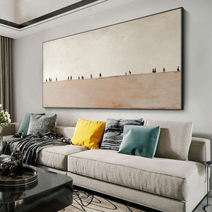 <span class=keywords><strong>Cuadro</strong></span> de paisaje minimalista pintado a mano sobre lienzo, pintura al óleo, imagen de silueta en tonos neutros, decoración de <span class=keywords><strong>fondo</strong></span> para sofá de sala de estar - Product Image 2