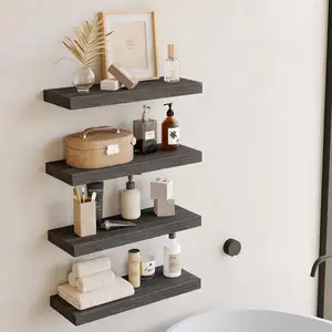 Purchase rustic wooden wall shelves set rustic solid installation wall floating shelves wooden wall shelves