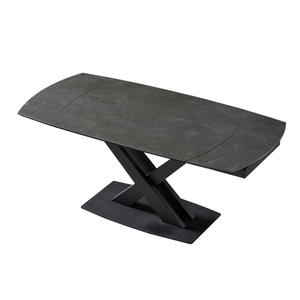 Table à manger moderne et 4 chaises meubles de salle à manger fer métal cadre pierre ardoise haut table à manger extensible 6 places - Product Image 2