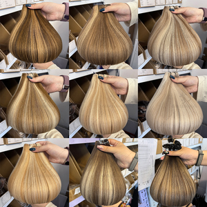 Extensioni per capelli invisibili con trama piatta da 100g, 100% capelli umani vergini russi, radici scure, Ombre Ash Blonde, le più vendute - Product Image 6