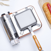 Gaufrier Hot Sandwich Grille-pain poêle Double Grill Cuisine Pan Gaz et Offre Spéciale Moulage sous pression Aluminium moule Petit déjeuner panini presse pan