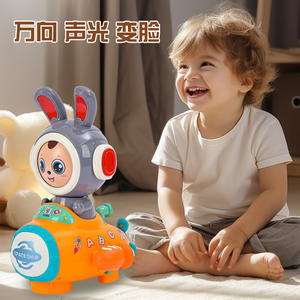 Lindo baile cara mono juguete alimentado por batería música luz cambio de cara niños cantando conejo juguete - Product Image 5