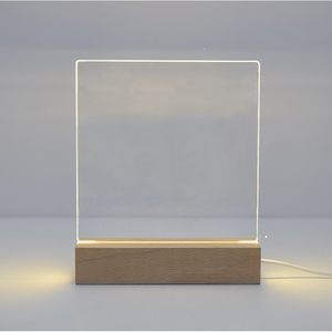 <span class=keywords><strong>LED</strong></span> Warmlicht Holz Rechteckige Acryl-Nachtleuchte Basis USB-Anschluss Kpop und Weltfußball-Pokal Muster Acrylplatten - Product Image 1